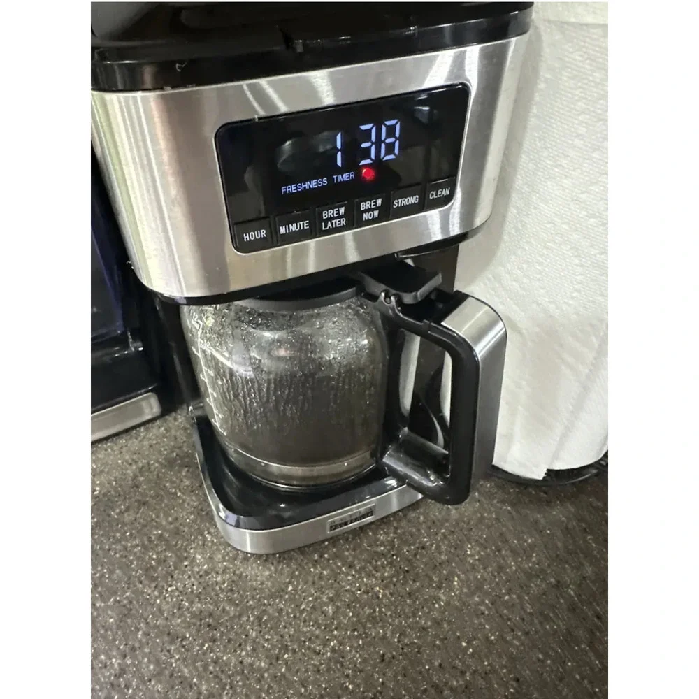 bella PRO 12-Cup Programmable Coffee Maker Stainless Steel Black LED Screen NEW